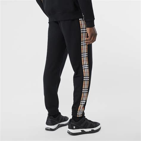 burberry black joggers|Check Trim Cotton Jogging Pants in Black.